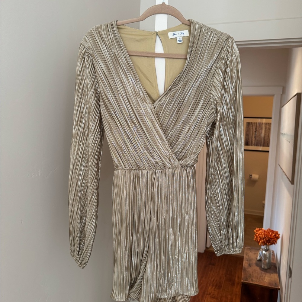 She + Sky Metallic Gold Jumpsuit
